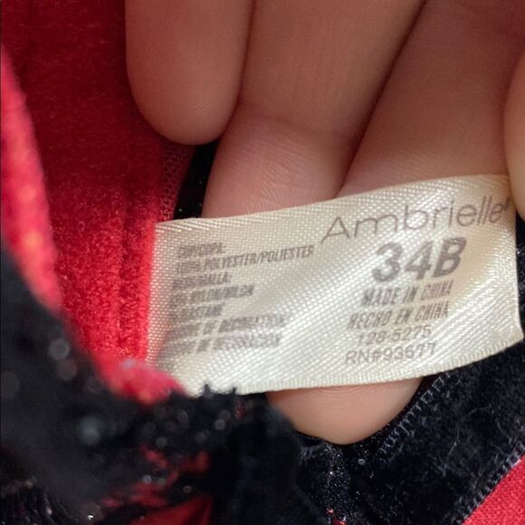 Ambrielle 34B Red & Black Lace Satin Bustier Corset‎ Garters Rockabilly - Picture 2 of 9